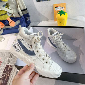 高帮帆布鞋女秋季板鞋2020新款透气韩版网红学生休闲运动鞋潮8319