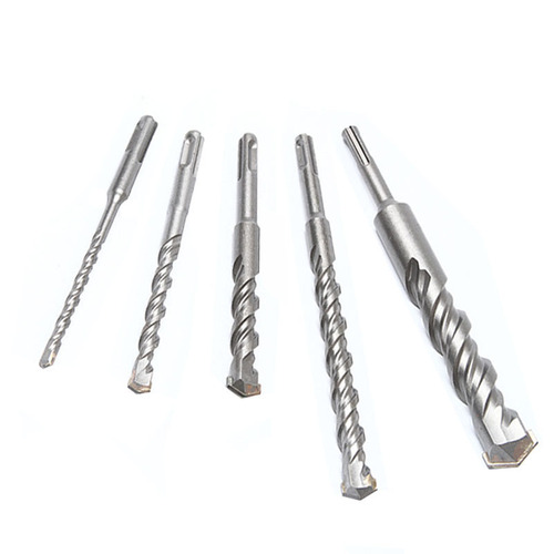 Electric hammer impact drill bit with two pits and two grooves, round handle, through-wall cement concrete reaming drill bit with double grooves SDS plus