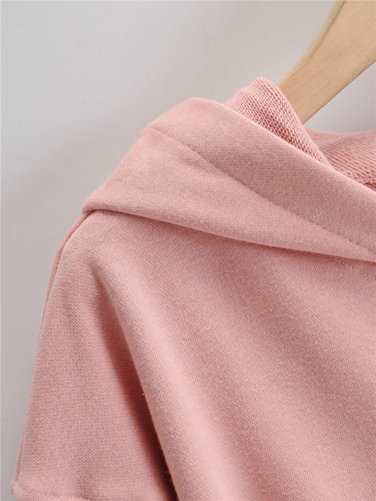 casual simple solid color waist hooded sweatshirt NSLD28918