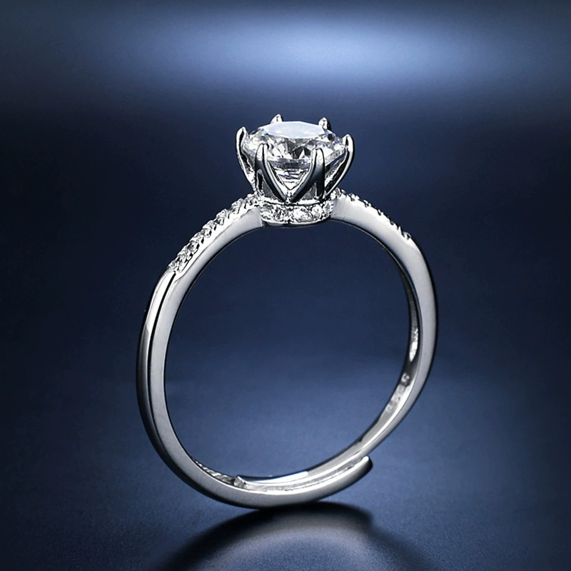 Ring with stone, platinum wedding ring, 925 sample silver, platinum 950 sample, 1 carat