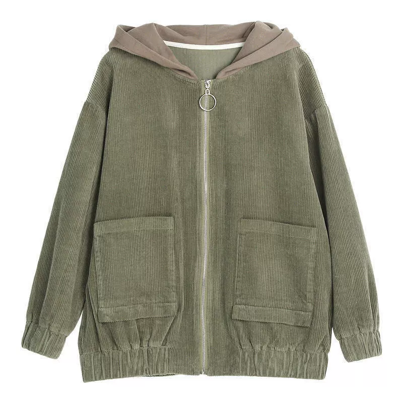 Оверсайз дамский костюм из вельвета demi-season leisure jacket в армейской зелени, кофе, персик - размеры M до 3XL