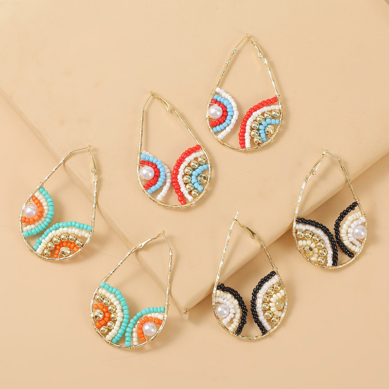 Europäische Und Amerikanische Persönlichkeit Geometrische Augen Wasser Tropfen Handgemachte Reis Perlen Ohrringe Grenz Überschreiten Der Trend Kreative Perlen Ohrringe Schmuck display picture 2