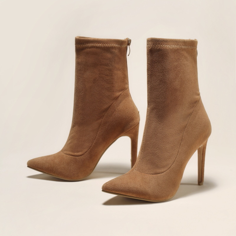 Pointed socks for women sexy heel suede boots for women_voghion.com