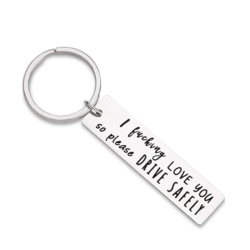 Fashion Letter Metal Titanium Steel Couple Bag Pendant Keychain display picture 1