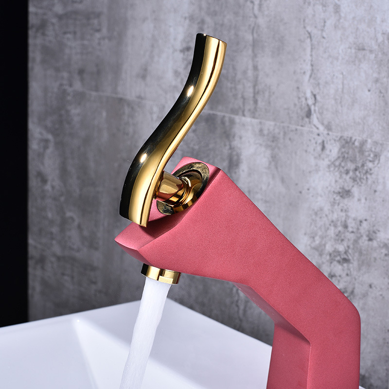 Factory direct sales of European-style matte colored washbasins, hot and cold mixed faucets, thickened all-copper main body bathroom cabinet faucets undefined