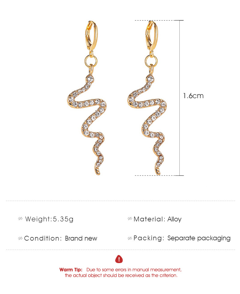 New Fashion Creative Snake-shaped Earrings Long Diamond Earrings Simple Wave Earrings Wholesale display picture 1