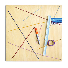 创意几何拼图木质橡皮筋挂板办公家用钥匙文具挂件日用收纳