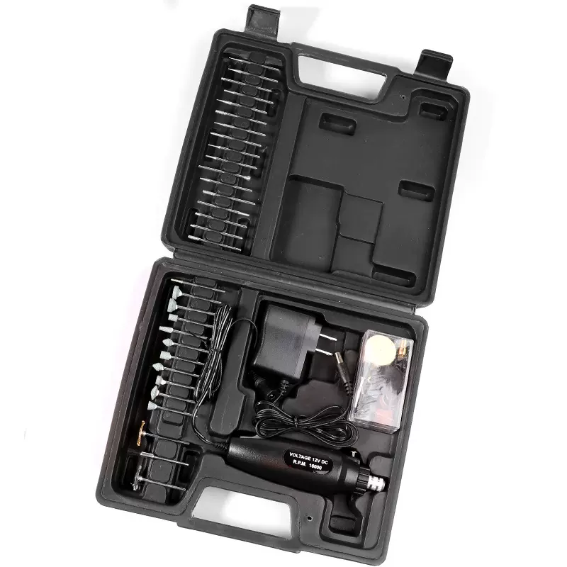 直销微型小电钻60pc迷你电磨机DC12V小电磨抛光美甲汽修雕刻笔