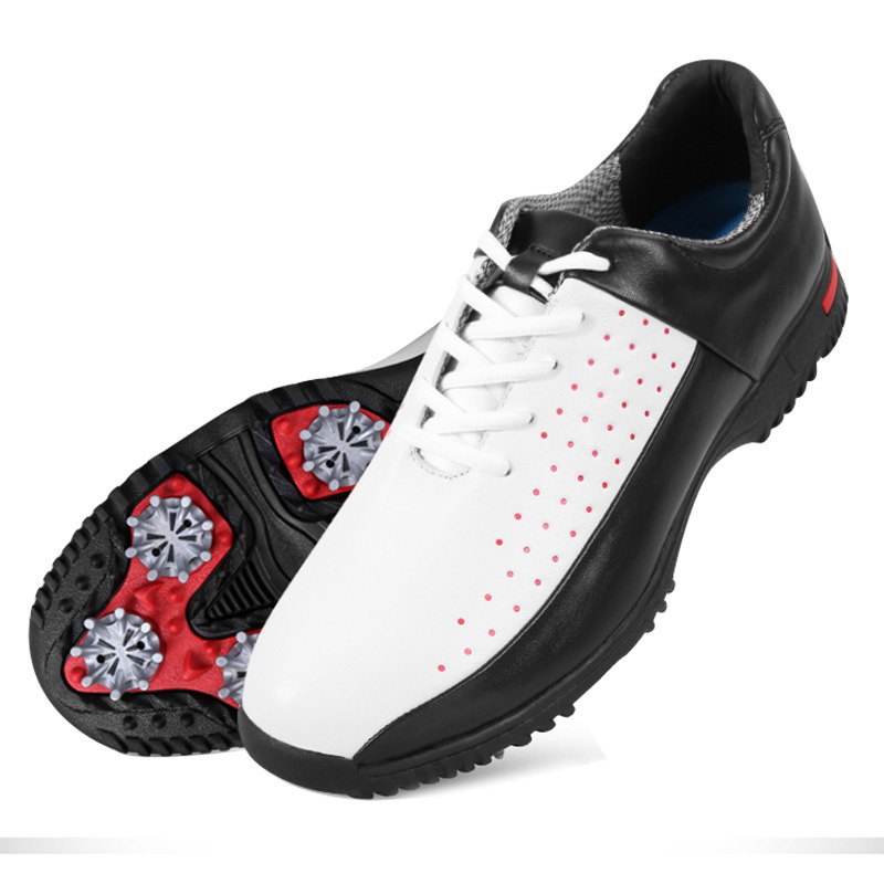 Giày golf PGM chống nước thoáng khí nam — Viền Đen, Màu trắng