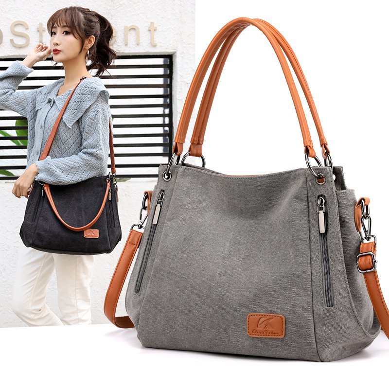 Retro women's canvas bag new casual solid color shoulder bag women's handbag all-match messenger bag for college students