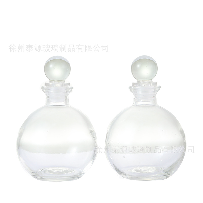 香薰空瓶批发200ml螺口圆形香薰晶白玻璃瓶圆形居家香水香薰瓶