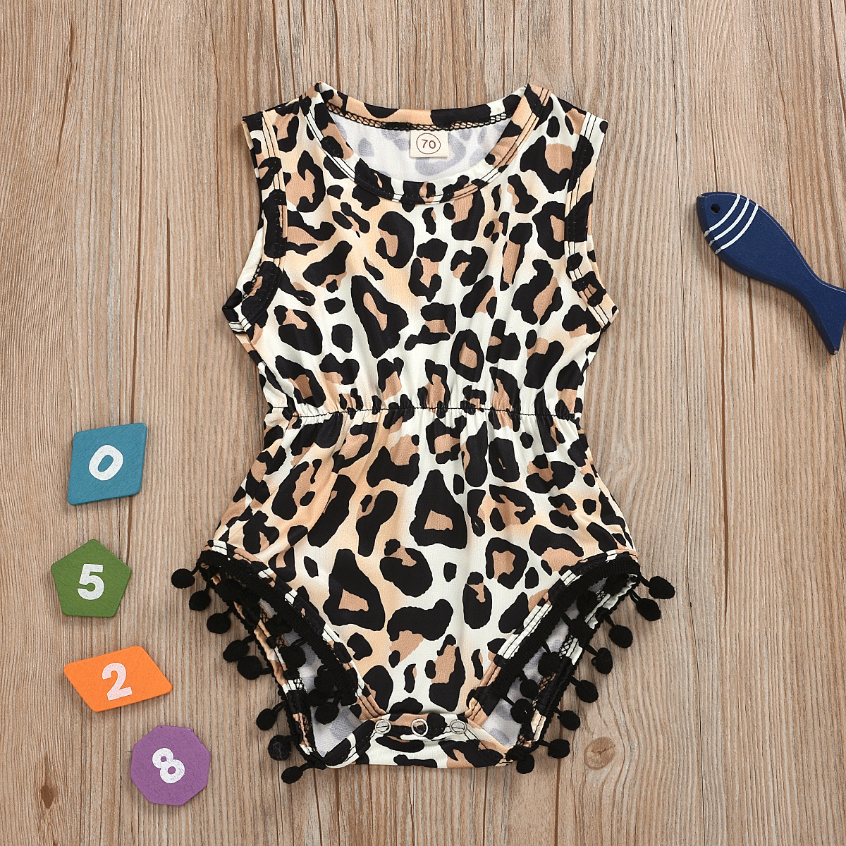2020 Außenhandel Hot Sale Europäische Und Amerikanische Mädchen Leoparden Muster Pullover Slips Straffung Kleidung Kinder Kleidung Ärmellose Einteilige Kleidung display picture 1