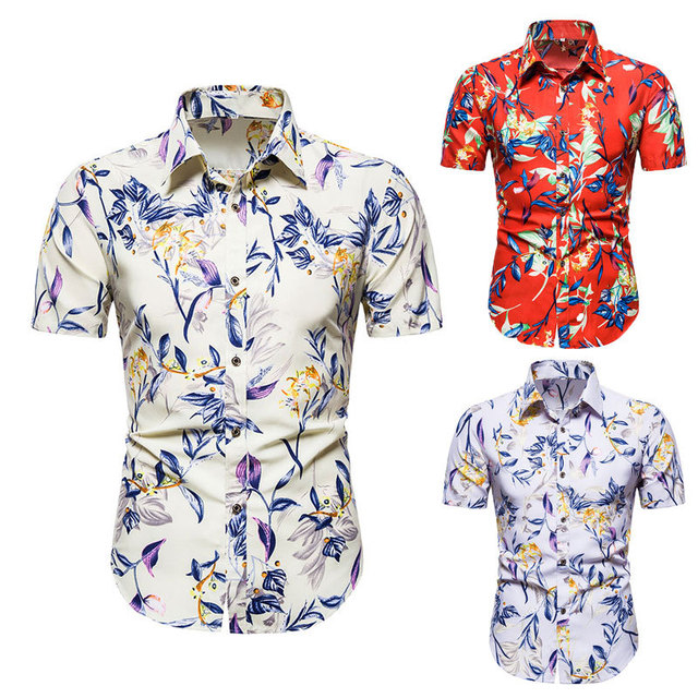 Short sleeve floral Lapel Hawaiian Flower shirt