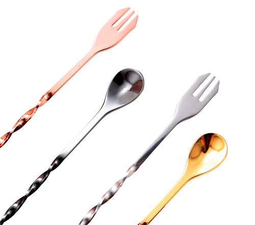 304 stainless steel double-head bar spoon, milk tea coffee spoon, fruit salad spoon, bar stirring spoon