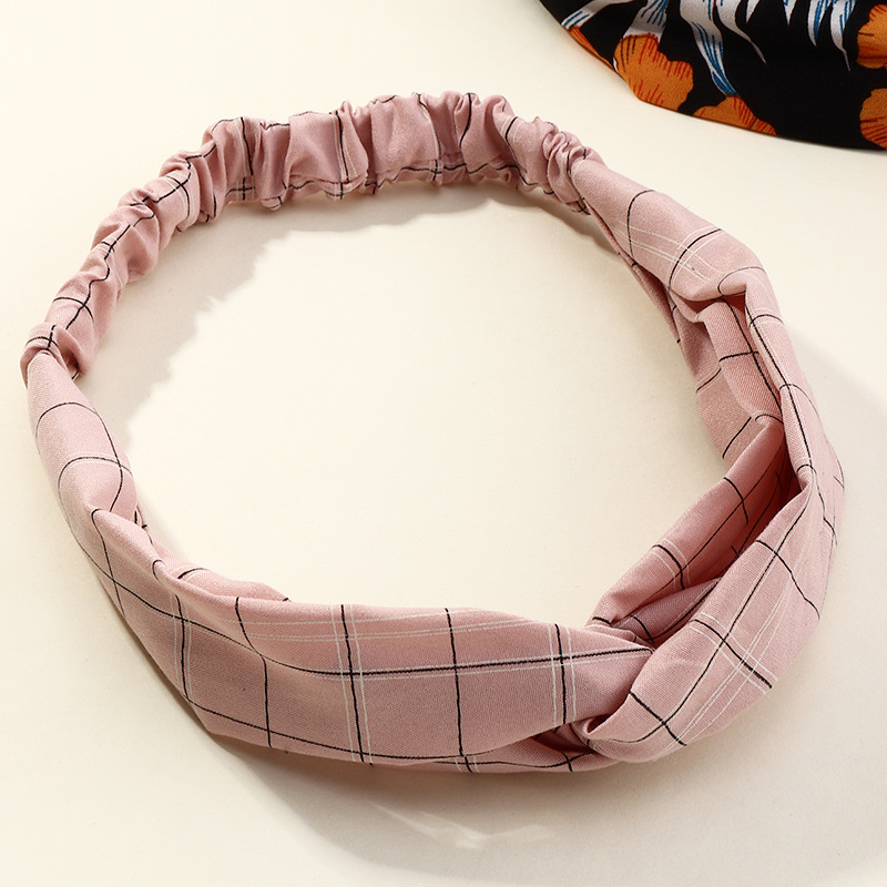 Korean Striped Plaid Cross Hairband Hair Accessories For Women display picture 5
