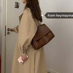 Rich dark brown Korean ins new 2023 autumn and winter flip bag temperament commuter pu bag women's single shoulder crossbody bag trendy