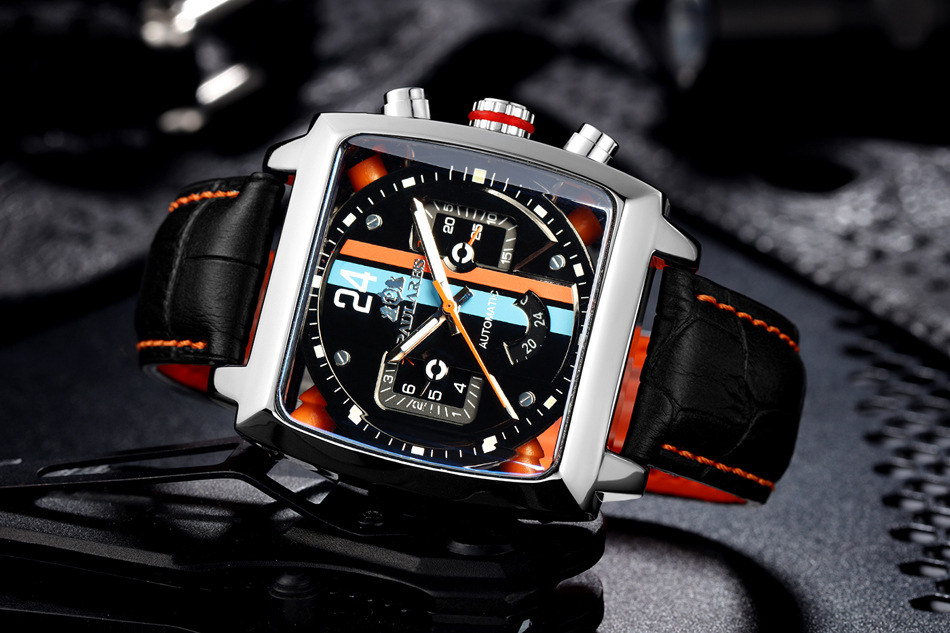 2026 Fully Automatic Mechanical Multifunctional Luminous Genuine Leather Men's Square Watch AUTOMATIC WATCH_voghion.com