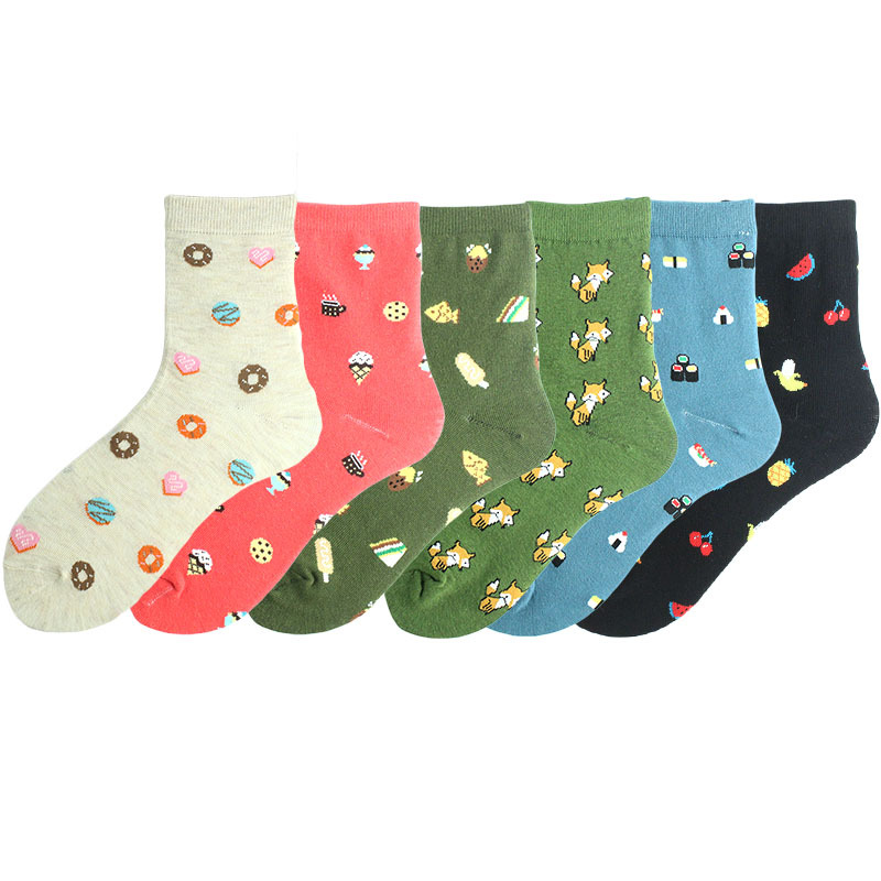 Women's Japanese Style Cartoon Cotton Jacquard Crew Socks A Pair display picture 1