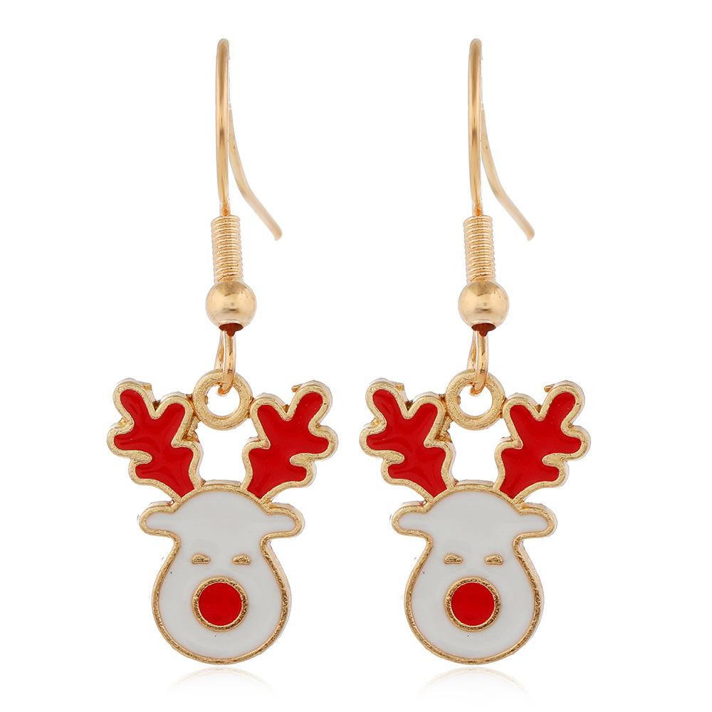 Cartoon Christmas Alloy Dripping Santa Claus Elk Earrings Set Wholesale Nihaojewelry display picture 10