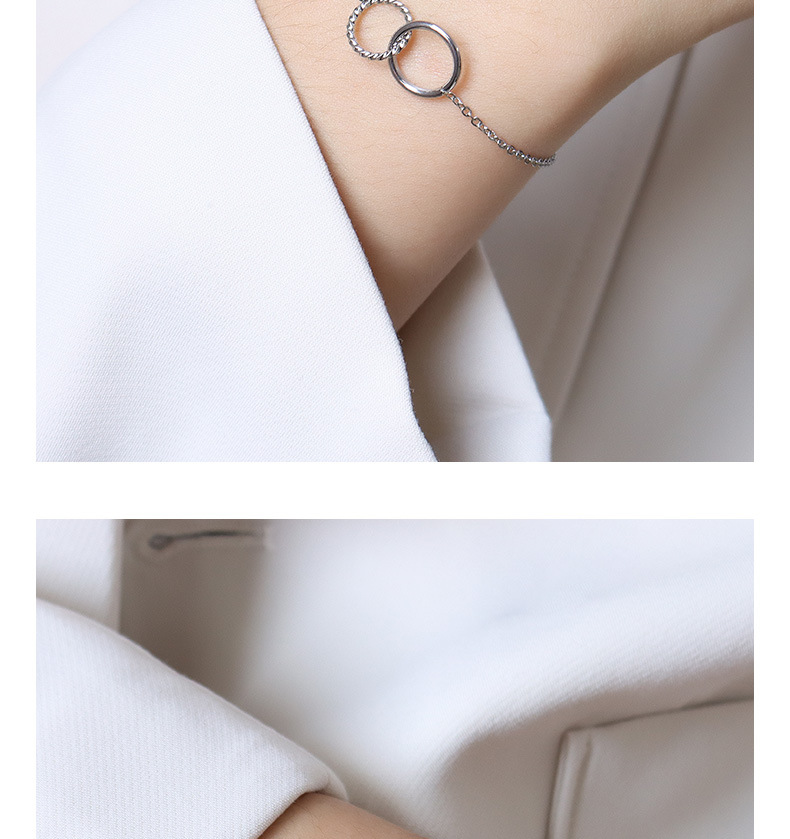 304 Stainless Steel Material Double Ring Pattern Women'S Gender PVD Coated Real Gold Plated 18K Gold Double Ring Titanium Steel Simple Style Commute Waterproof Non Tarnish Bracelets Necklace