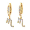 Earrings, zodiac signs, zirconium, suitable for import, simple and elegant design, micro incrustation, diamond encrusted