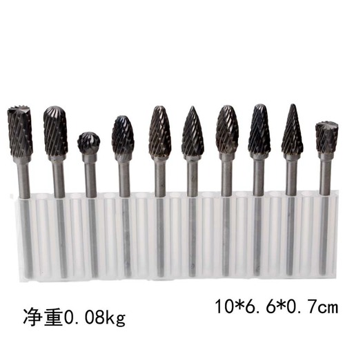 10-piece set of carbide tungsten steel grinding head, rotary file, tungsten steel milling cutter head, carving knife, woodworking wood carving grinding head