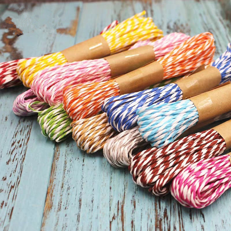 厂家供货双色纸绳直径1.5-2mm幼儿园手工编织鲜花包装材料 10米