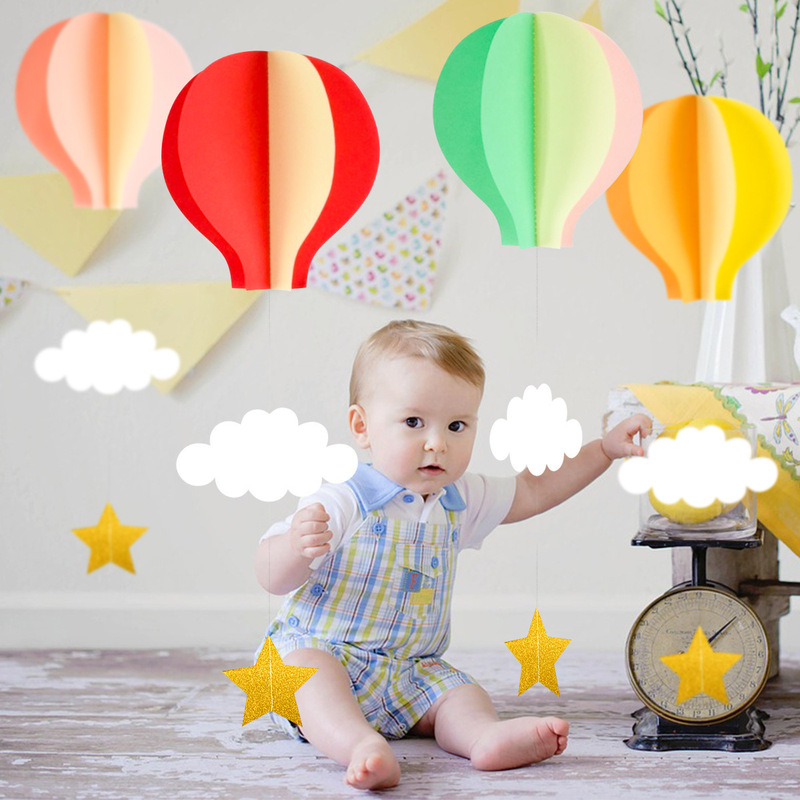 Kindergarten Holiday Birthday Party Decoration Supplies Stereo Pendant Heart Hot Air Balloon Cloud Pendant Kindergarten Holiday Birthday Party Decoration Supplies Stereo Pendant Heart Hot Air Balloon Cloud Pendant