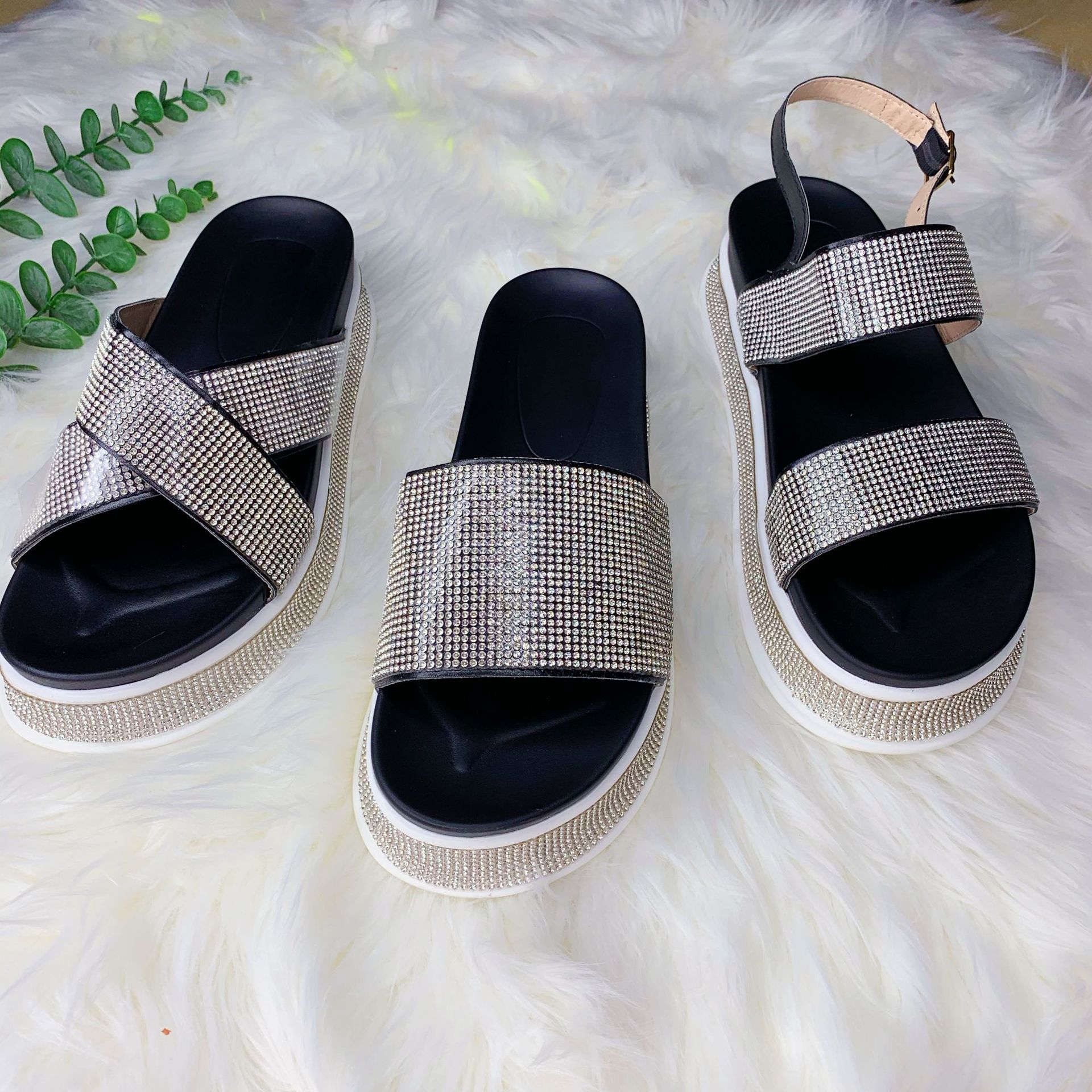 Damen Sandalen Mit Strass Glitzernde Pantoletten Für Jeden Anlass_voghion.com