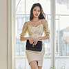 V-neck lace slim fit and fashionable irregular hip wrap dress