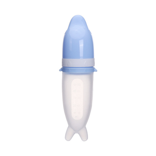 Baby dolphin fruit and vegetable fun dual-purpose fruit and vegetable bite bag rice cereal spoon complementary food feeding spoon portable rice cereal bottle soft spoon head