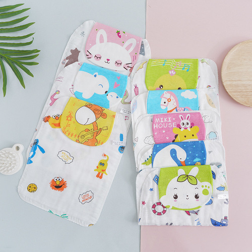 Sweat Absorbent Towel Baby High-Density Gauze Four-Layer Absorbent Towel Kindergarten Summer Thin Back Pad Towel Large and Small Size