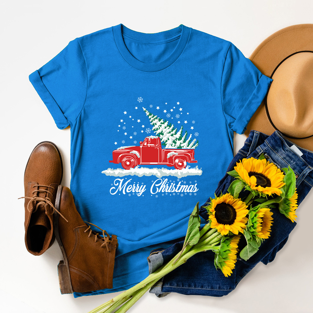 Christmas car tree short-sleeved t-shirt  NSSN11928