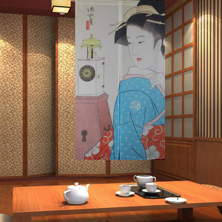 Factory Direct Sale Japanese-Style Fabric Digital Print Heat Transfer Curtain Traditional Japanese Style Thickened Japanese Restaurant Curtain