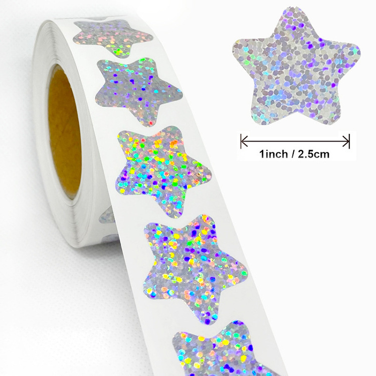 copper plate sticker Material Copper Plate Self-adhesive Love Star Sequins Laser Round Seal Sticker