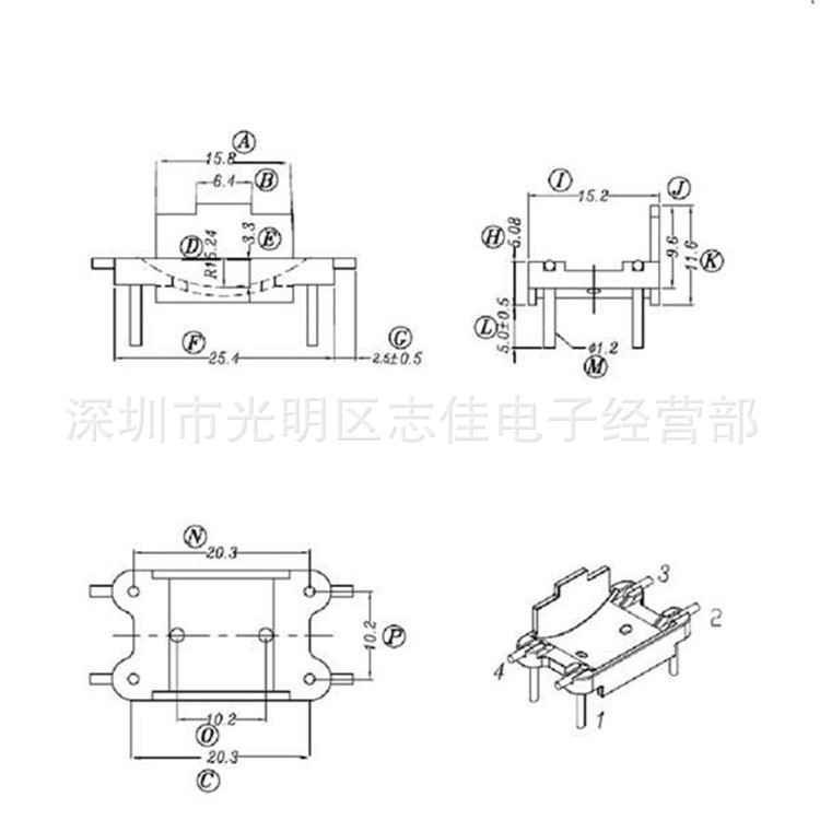 YT-034磁环底座 电感底座 BASE 0.38