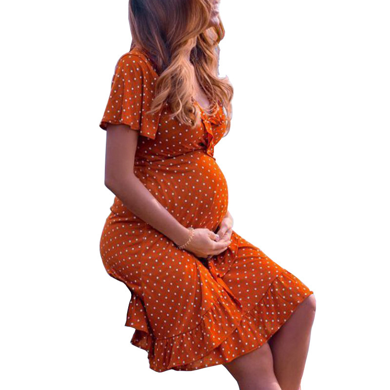 Europe and america 2020wish summer new women's polka dot dress ruffled skirt maternity skirt F5M110 Amazon