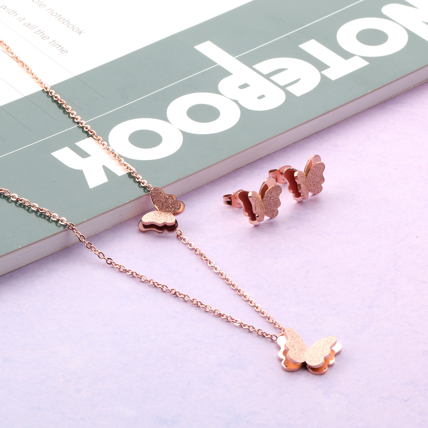 Fashion Butterfly Stainless Steel Plating Earrings Necklace