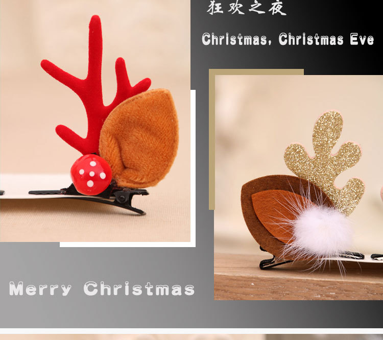 Petits Cadeaux De Noël Pour Enfants Cadeau Or Poudre Bois Vison Cheveux Clip Épingle À Cheveux Set De Noël Coiffe Tête Boucle display picture 6