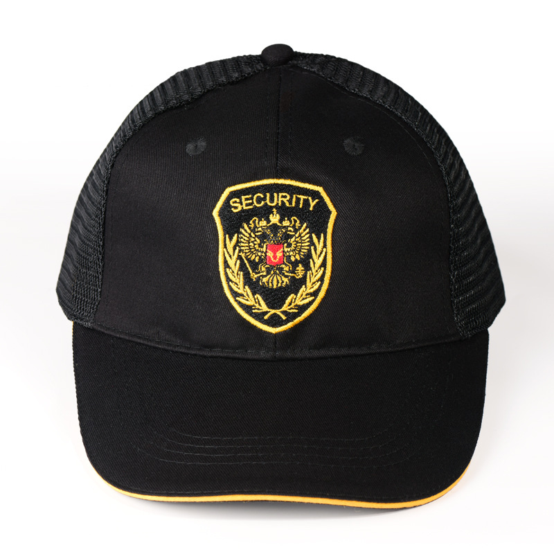 夏季保安帽透气网眼黑色作训帽可调节新式徽特训帽特战防晒遮阳帽