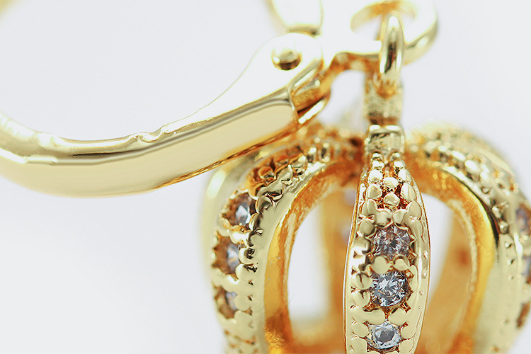 Fashion Gold-plated Long Hollow Crown Earrings display picture 2