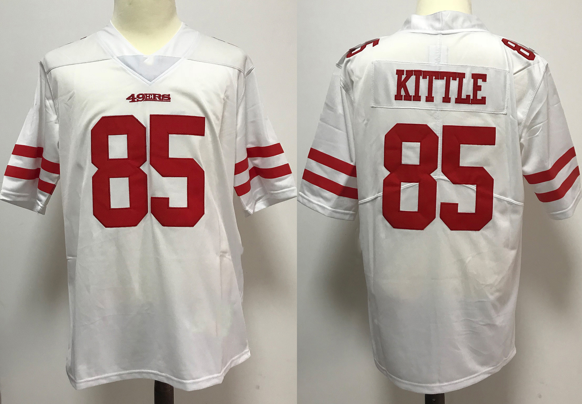 新款49人#85 Kittle 23# 19# 5# 97# BOSA 橄榄球衣红黑白复古-阿里巴巴