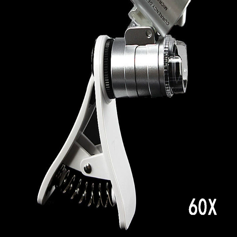 Увеличительное стекло светодиодное немецкое ремесло Мощный мини-мобильный телефон с подсветкой 60-кратный портативный микроскоп HD
