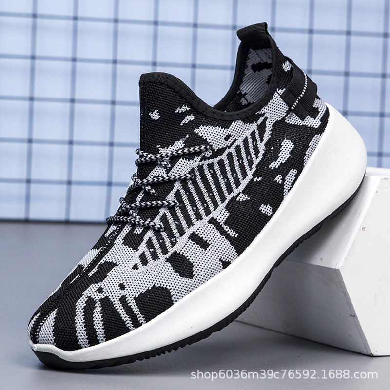 2020春夏新款飛織運動鞋男百搭潮情侶鞋透氣網面休閑鞋子壹件代發