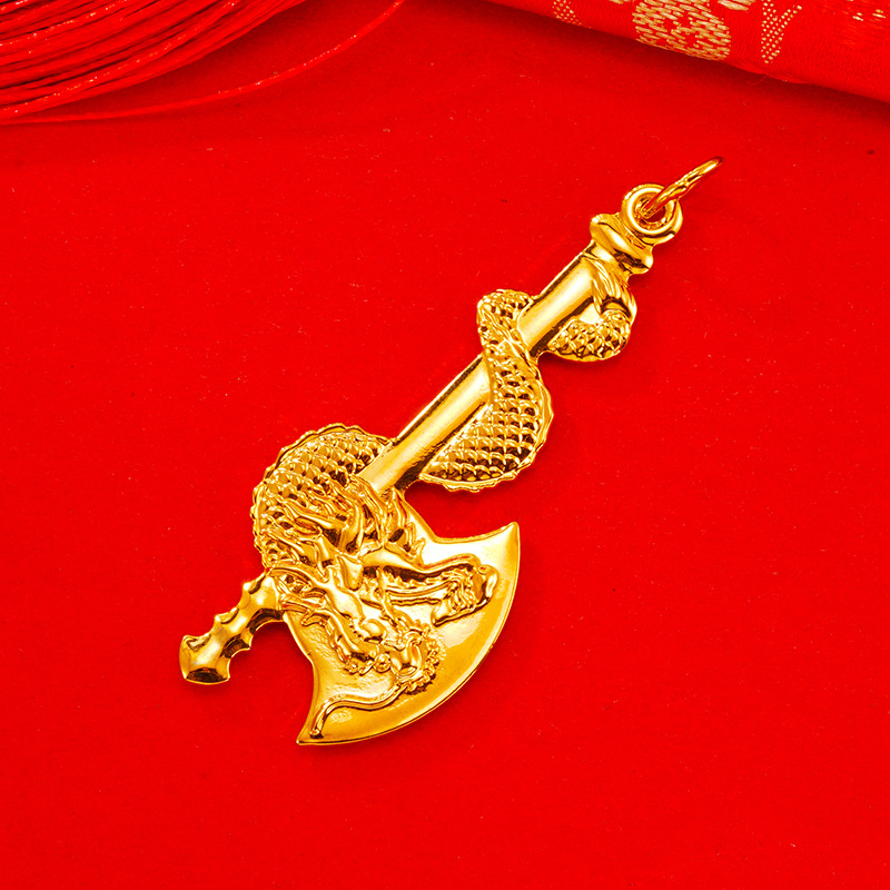 Estilo étnico en línea rojo transmisión en vivo hacha colgante vietnam arena oro hombres y mujeres imitación dragón chino 24k oro joyería al por mayor