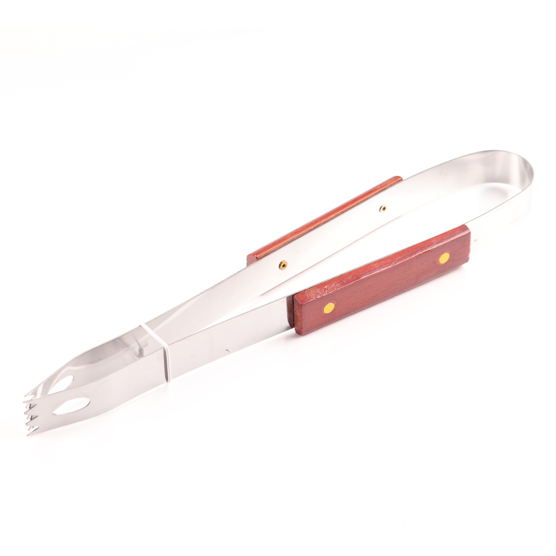 [Fuente de fábrica] Herramienta de barbacoa de acero inoxidable mango de madera bolsa de tela de 9 piezas traje parrilla accesorios de barbacoa