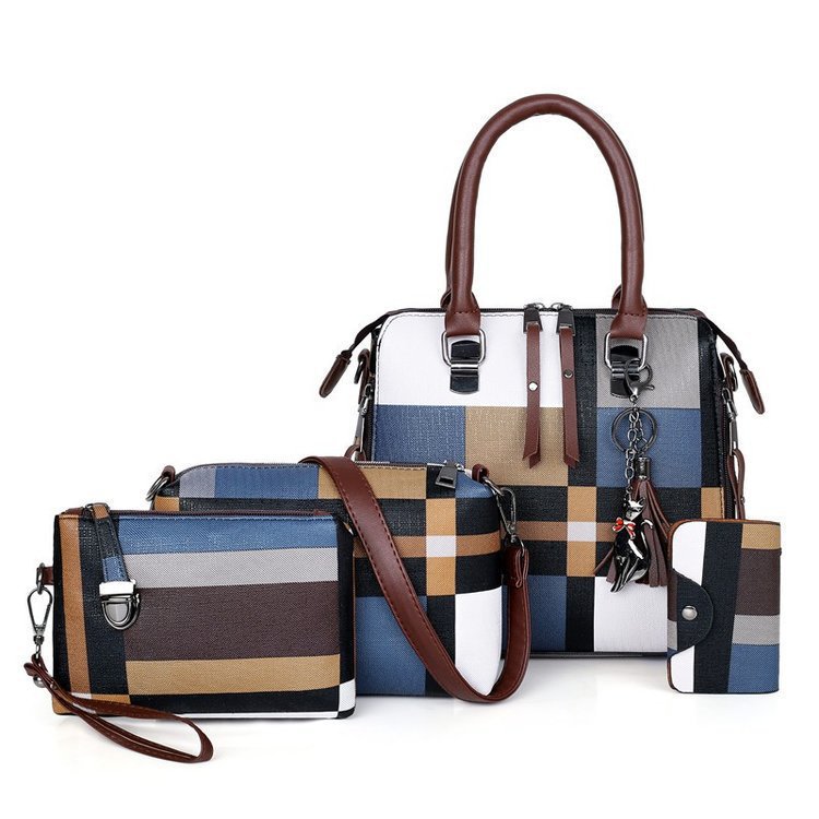 Spring New Women'S Bag Pu Bag Plaid Fashion Bag Versatile Handbag Fashion Bag