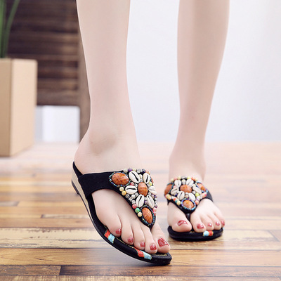 夏季拖鞋汉服鞋凉鞋民族风老北京布鞋女鞋低低人字拖懒人棉布凉拖