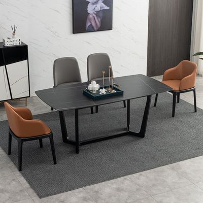 北欧岩板餐桌家用小户型现代简约饭桌桌子网红意式极简餐桌椅组合|ru