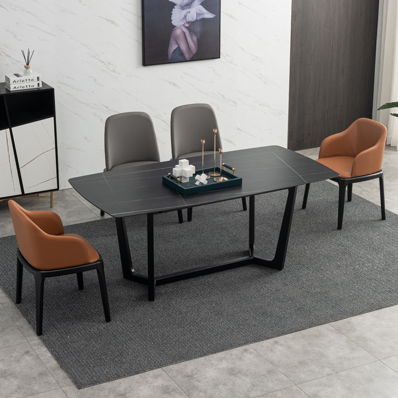 北欧岩板餐桌家用小户型现代简约饭桌桌子网红意式极简餐桌椅组合|ru